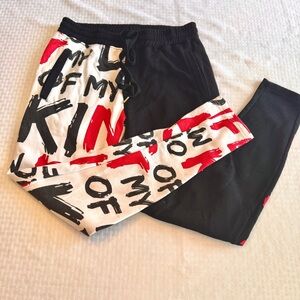 One Color Nation Graphic‎ Jogger Pants M Black Red Streetwear Drawstring Lounge